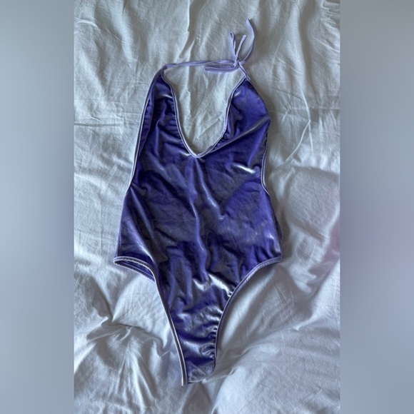 Purple Velvet One-Piece Swimsuit - Picture 2 of 4